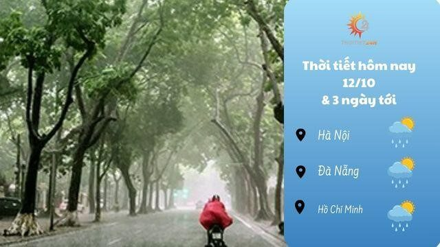 Dự báo thời tiết 12/10 và 3 ngày tới: miền Bắc chuyển lạnh, có nơi mưa rào