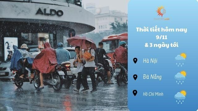 Dự báo thời tiết 9/11 & 3 ngày tới: miền Bắc mưa rải rác, đón đợt không khí lạnh mới