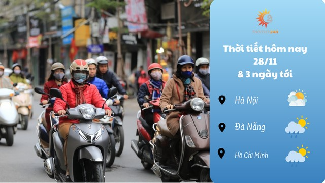 Thời tiết 28/11 & 3 ngày tới: Bắc bộ nắng hanh, Nam bộ có triều cường