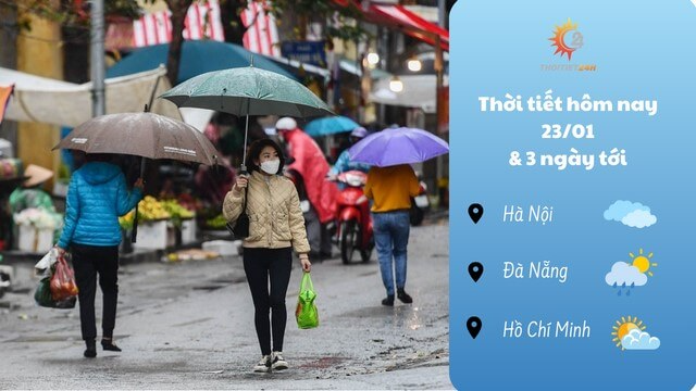 Dự báo thời tiết 23/1 & 3 ngày tới: Mưa rét bao trùm toàn miền Bắc