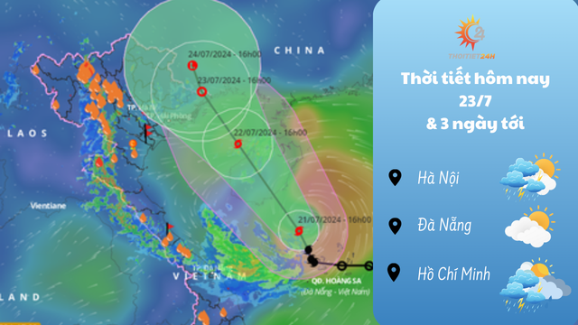 Dự báo thời tiết hôm nay 23/7/2024: bão gây mưa to và dông lớn