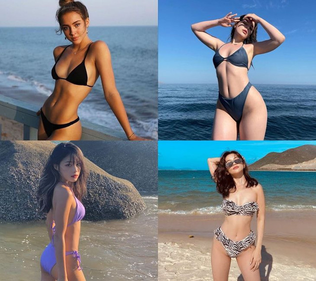 Mẫu tạo dáng bikini trên biển 