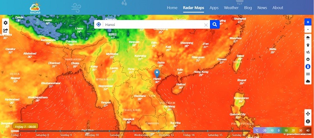 Trang web Go Weather Radar
