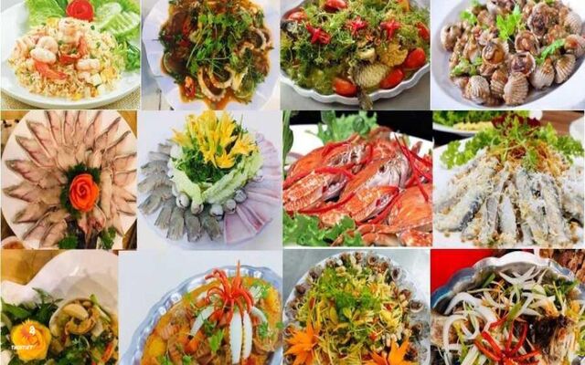 Menu hải sản đa dạng của quán Gió Biển