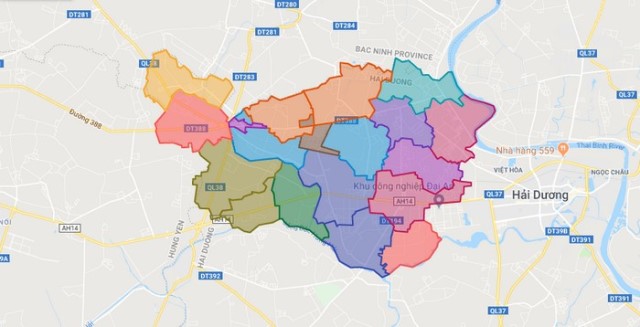 Bản đồ hành chính huyện Cẩm Giàng