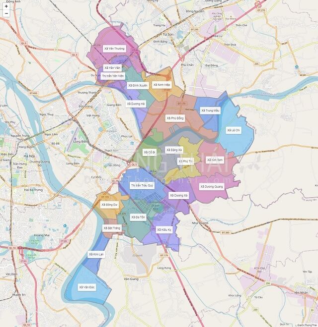 Bản đồ huyện Gia Lâm