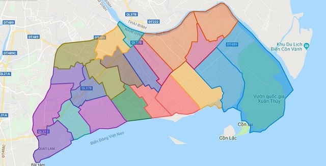 Bản đồ huyện Giao Thủy