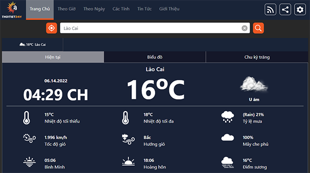 Xem dự báo thời tiết Lào Cai ở thoitiet24h.vn