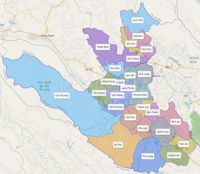 Vị trí địa lý và bản đồ hành chính huyện Nho Quan 