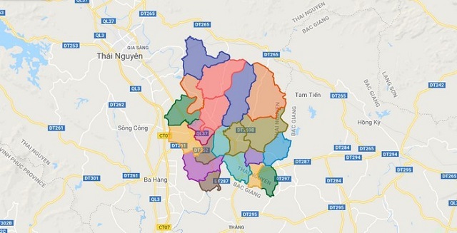 Bản đồ huyện Phú Bình 