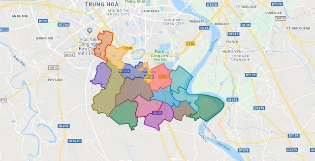 Bản đồ huyện Thanh Trì
