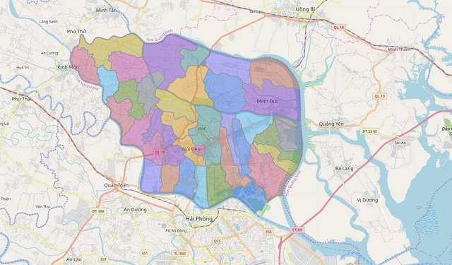 Bản đồ hành chính huyện Thủy Nguyên 