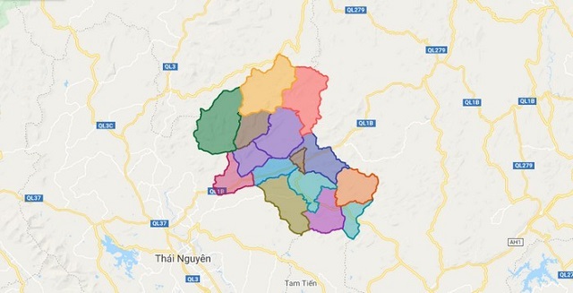 Bản đồ huyện Võ Nhai 